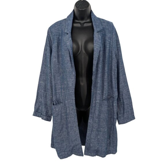 Sigrid Olsen 100% Linen Blazer Women Size M  Open Front Minimalist Coastal Boho - Picture 1 of 10